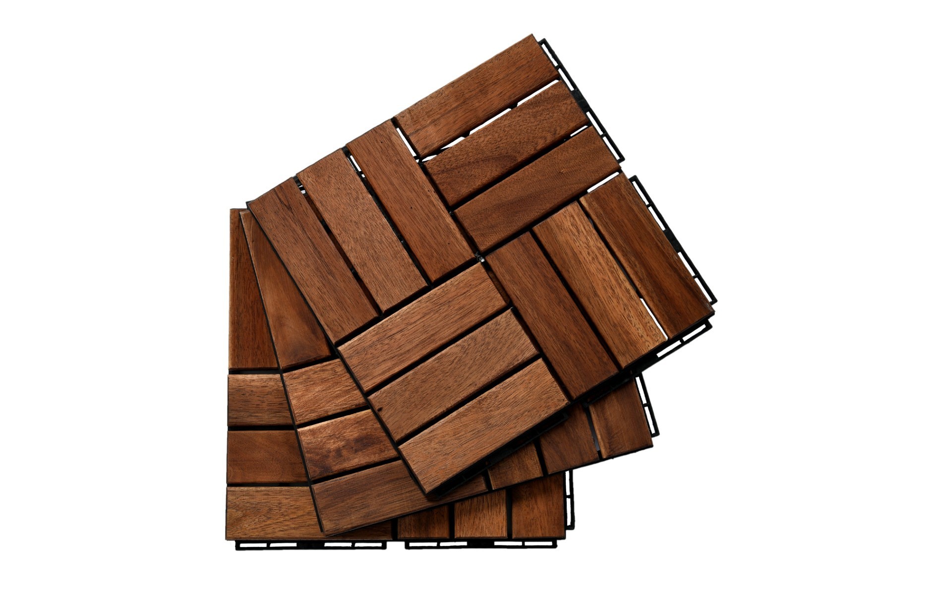 DT12ACA-BR -  12-Slat 12” x 12” Acacia Interlocking Deck Tiles
