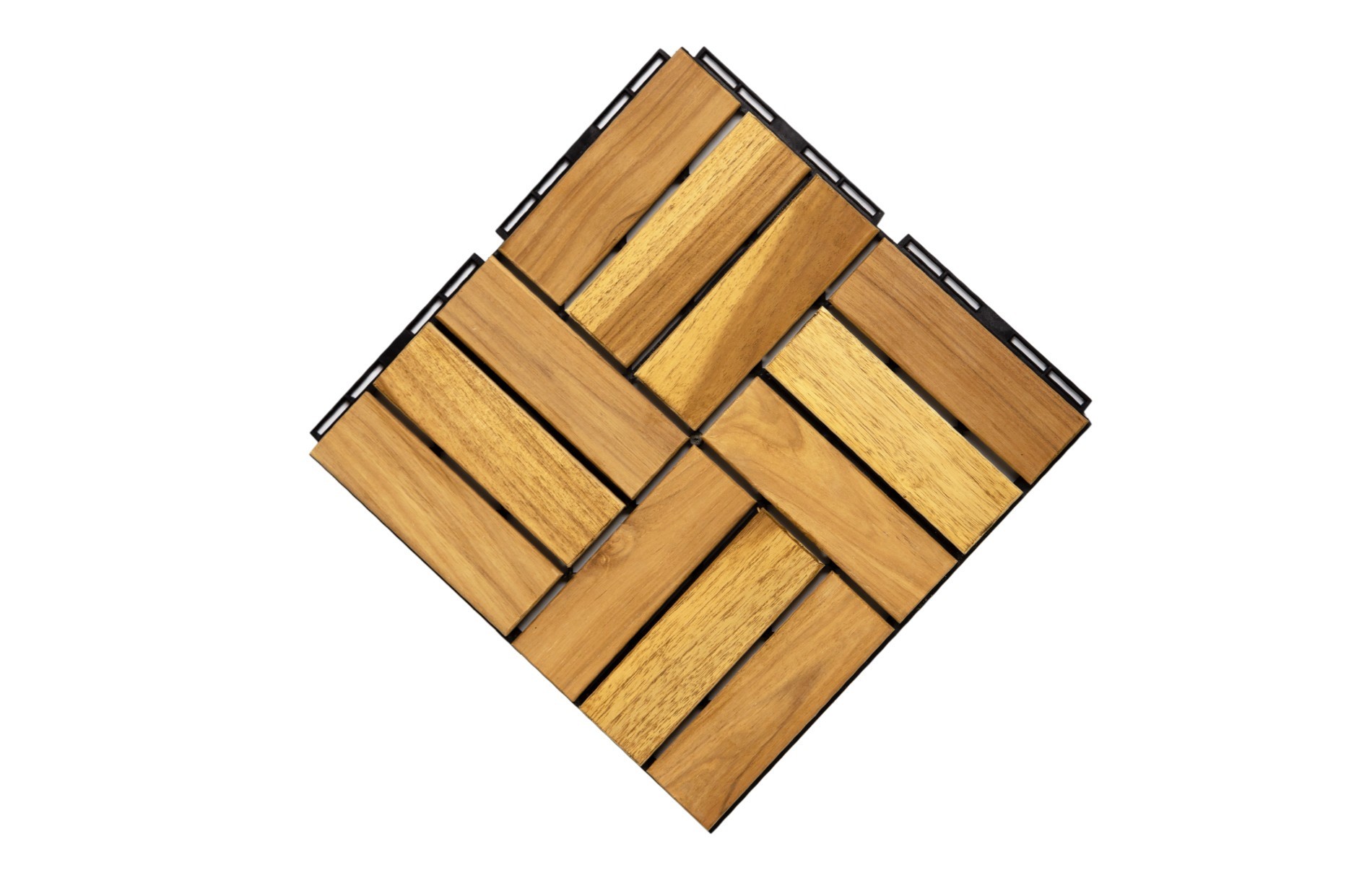 DT12TEA-BR -  12-Slat 12” x 12” Teak Interlocking Deck Tiles