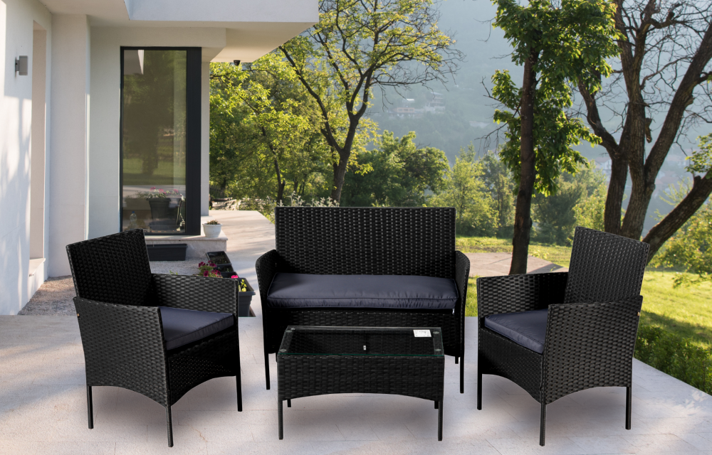 WS401 - 4-Piece Patio Sectional Wicker Rattan Outdoor Furniture