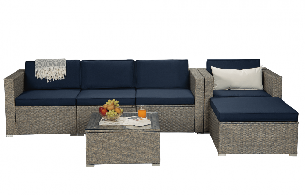 WS601 - 6-Piece Poly Rattan Outdoor Sofa Set