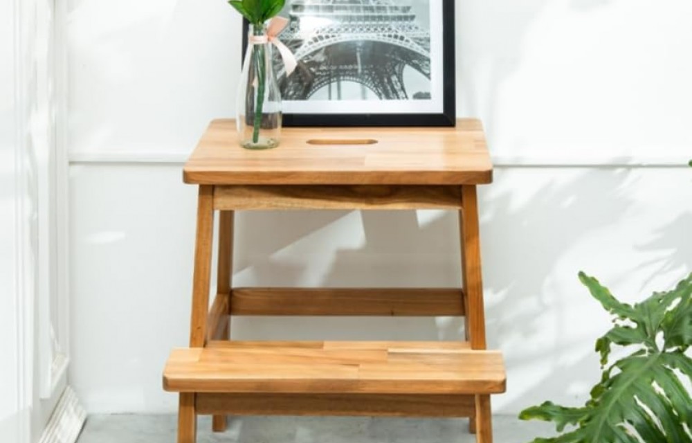 RECTANGULAR TWO STEPS STOOL NATURAL COLOR
